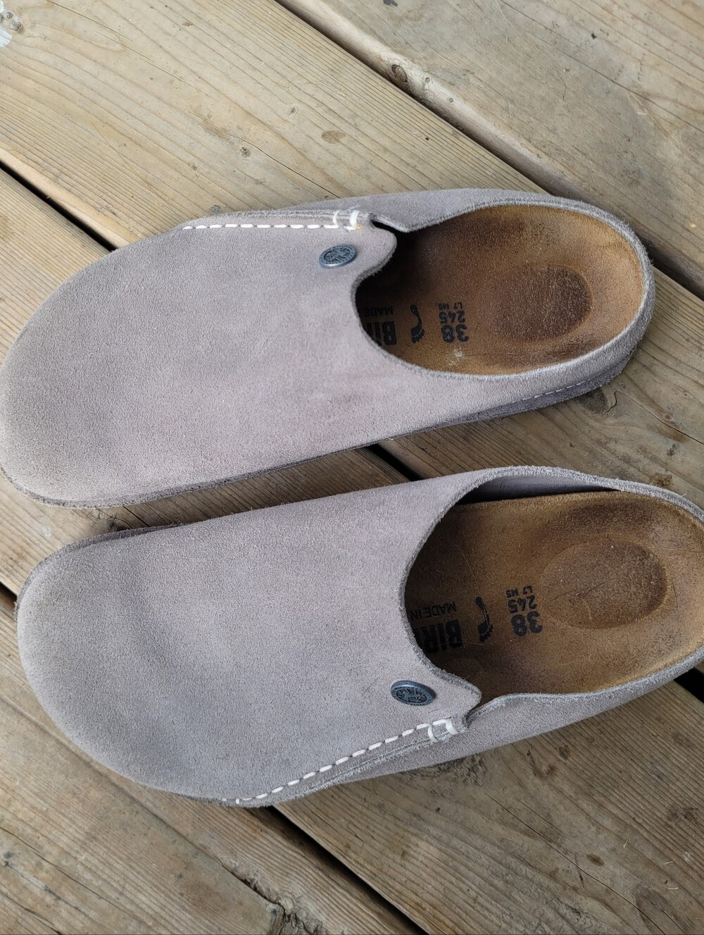 Birkenstock Clogs Slip-On Suede in Stone Coin